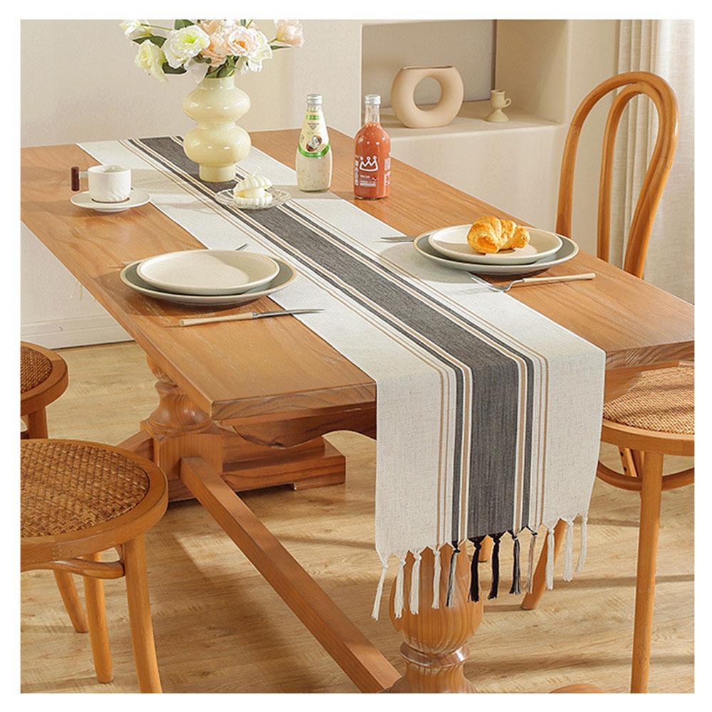 

Рождественская дорожка на стол с кисточками ручной работы, полосатая дорожка на стол, украшение в стиле бохо, дорожка на журнальный столик для дома, 13x72 дюйма Stripe&33x160cm