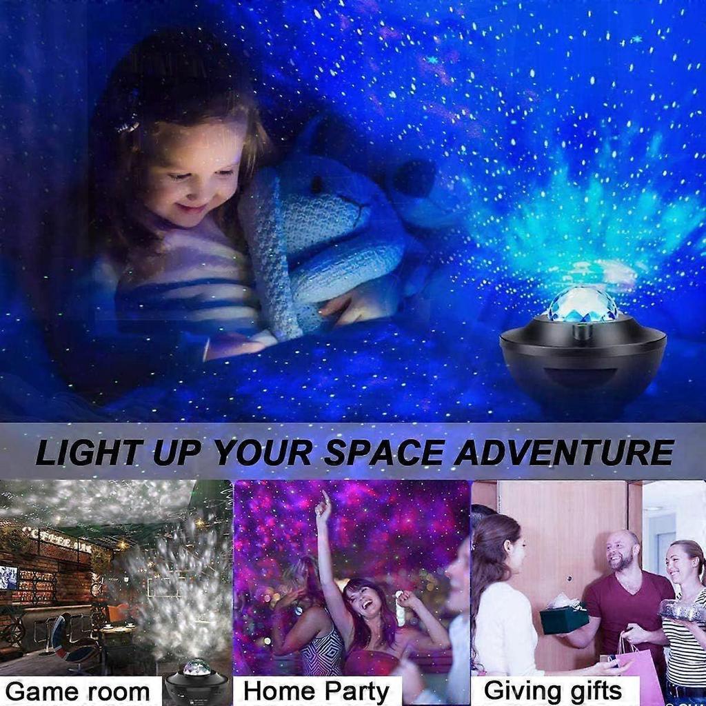 USB Night Light Bluetooth Music Projector Starry Sky Projection Light Starry Sky Rotation Starry Sky White Light