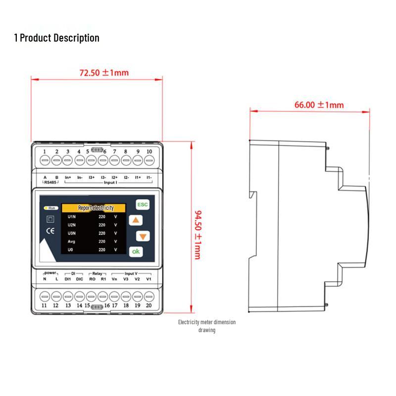 Yicheng Three-Phase Multi-Function Power Meter with Rogowski Coils