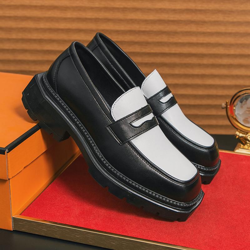 Size 38-45 Classic Men Loafers British Casual Comfortable Fashionable Thick Soled Leather Shoes Men Business Office Formal Shoes