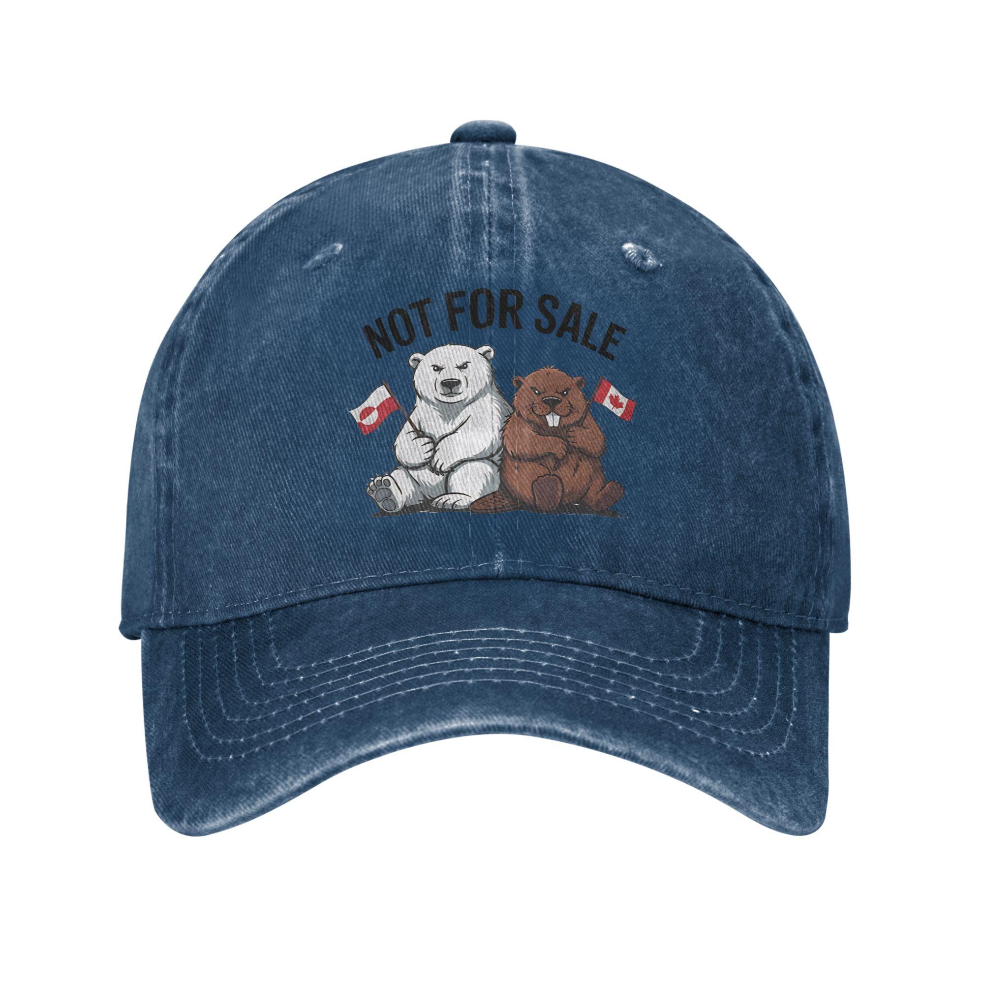 

Canada Is Not For Sale, Greenland Is Not For Sale Sun Baseball Cap Men Adult Washed Trucker Hat Sunscreen Baseball Caps One Size темно-синього кольору