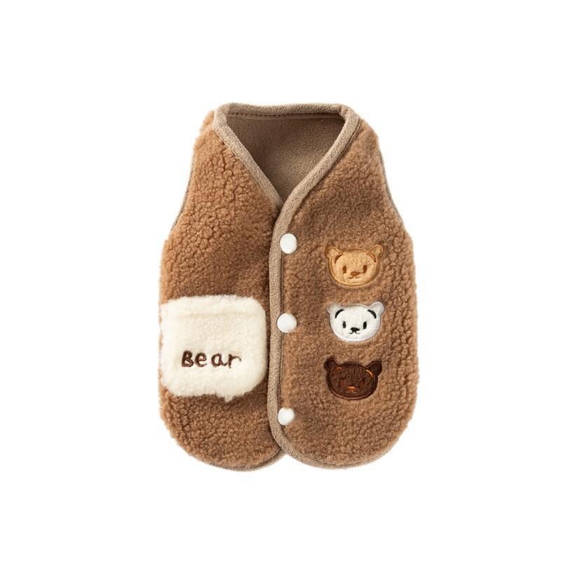 Pet Dog Cat Warm Fleece Outfit With 3D Ears Winter Coat Small Pets
