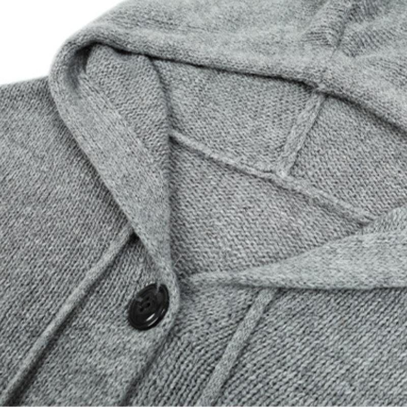Damen Casual Einreihig Solide Pullover Strickjacke Herbst Winter Kapuzenjacke Mode Streetwear Lose Mäntel