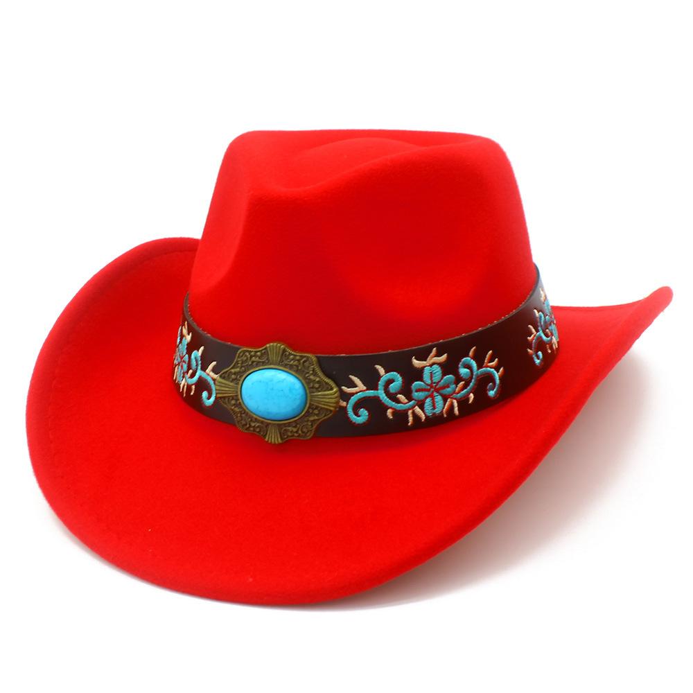 European and American Tribal Style Solid Color Cowboy Hat, Male and Female Couples Wide Brim Stage Performance Hat, Grassland Travel Essential Jazz