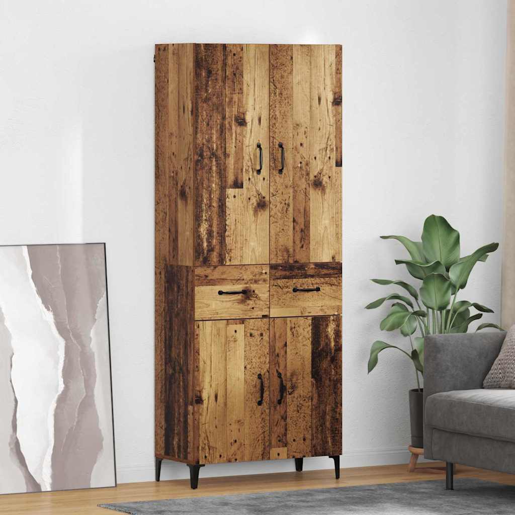 Wall Mounted Highboard Reclaimed Wood Look 27.4 x 13.4 x 70.9 in (L x W x H) Engineered Wood