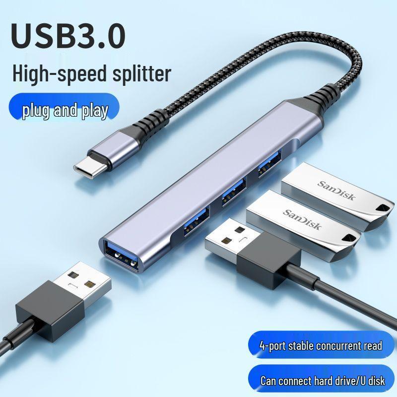 Type-C Multi-Port Docking Station: One-to-Four Rechargeable Adapter