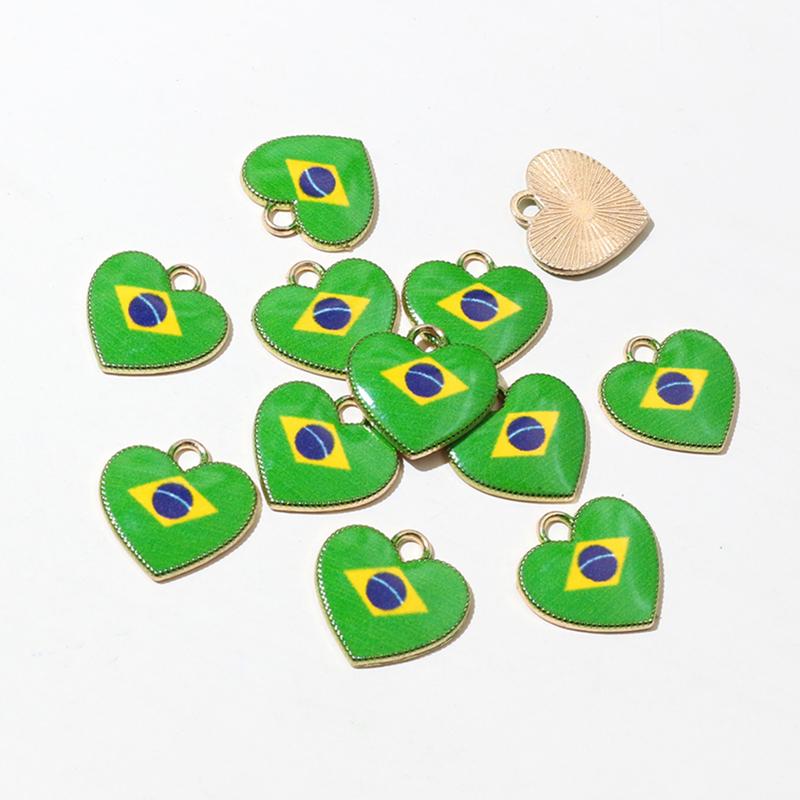 

20pcs Heart Charms 15x16mm DIY Enamel National Flags of Countries Pendant Jewelry Making Accessories for Necklace Earrings