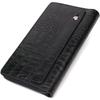 En solid herreclutch med ett rom laget av ekte skinn med krokodillepreging BOND-WALLET 22030 Black