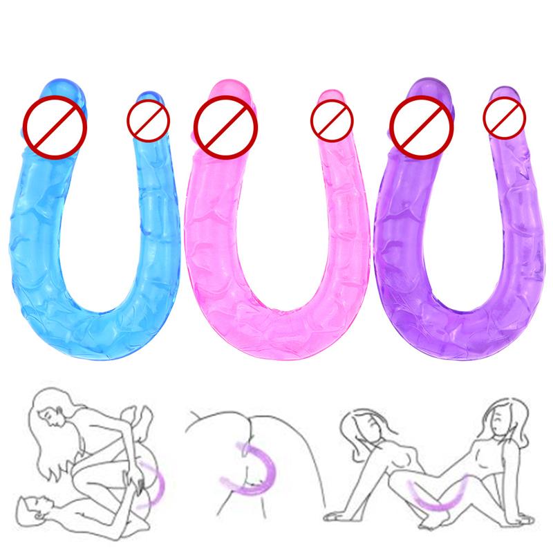 U-Form Soft Jelly Doppeldildos Vaginal Anal Plug Künstliche Genitalien Sexspielzeug für Paare Homosexuell Lesben Penis Masturbatoren 18