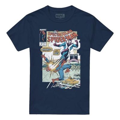 Spider-Man Unisex Adult Blasted By Boomerang Cover T-Shirt