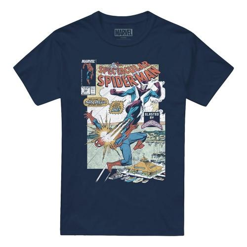 Spider-Man Unisex Adult Blasted By Boomerang Cover T-Shirt