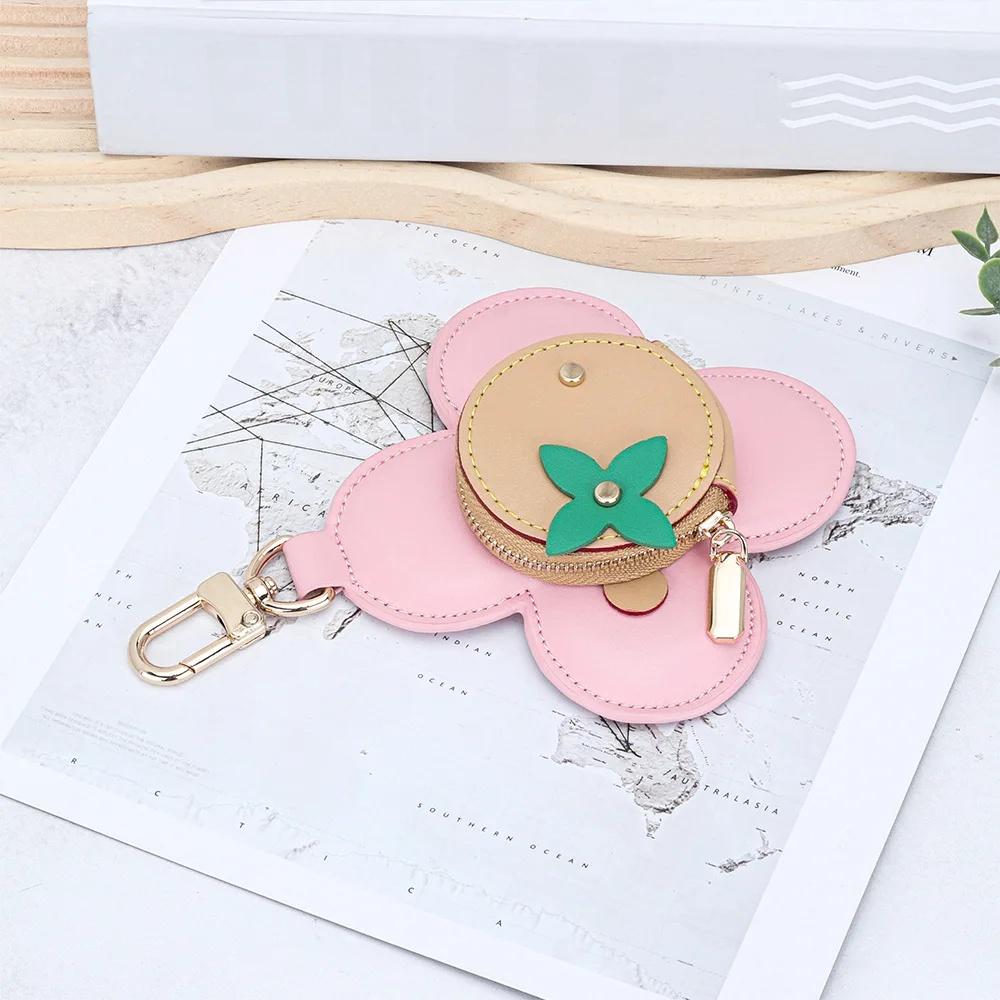 Hanging Ornaments Pendants Fashion Real Leather Women's Bag Charm Sunflower Design Small Bag Buckle Accessory Keychain Jewelry