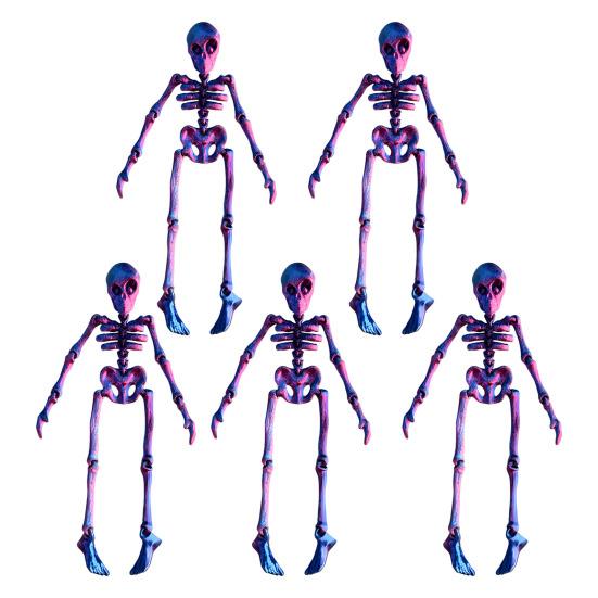 5Pcs 3D Printed Skeleton Refrigerator Magnet Poseable Skeleton Figurine with Movable Joints Halloween Gothic Skeleton Fridge Magnetic Decoration