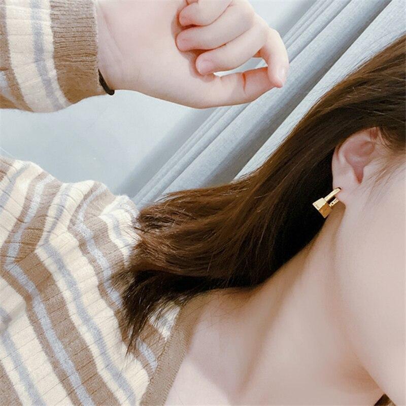 Top Quality Letter Lock Style Drop Earrings Vacuum Plating Gold Silver Sheet Steel Earring For Men Women Fashion Name Jewelry