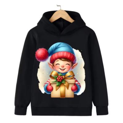 Christmas Hooded Sweater, Cartoon-style, Festive Santa Claus Design, Suitable for Both Boys and Girls.
