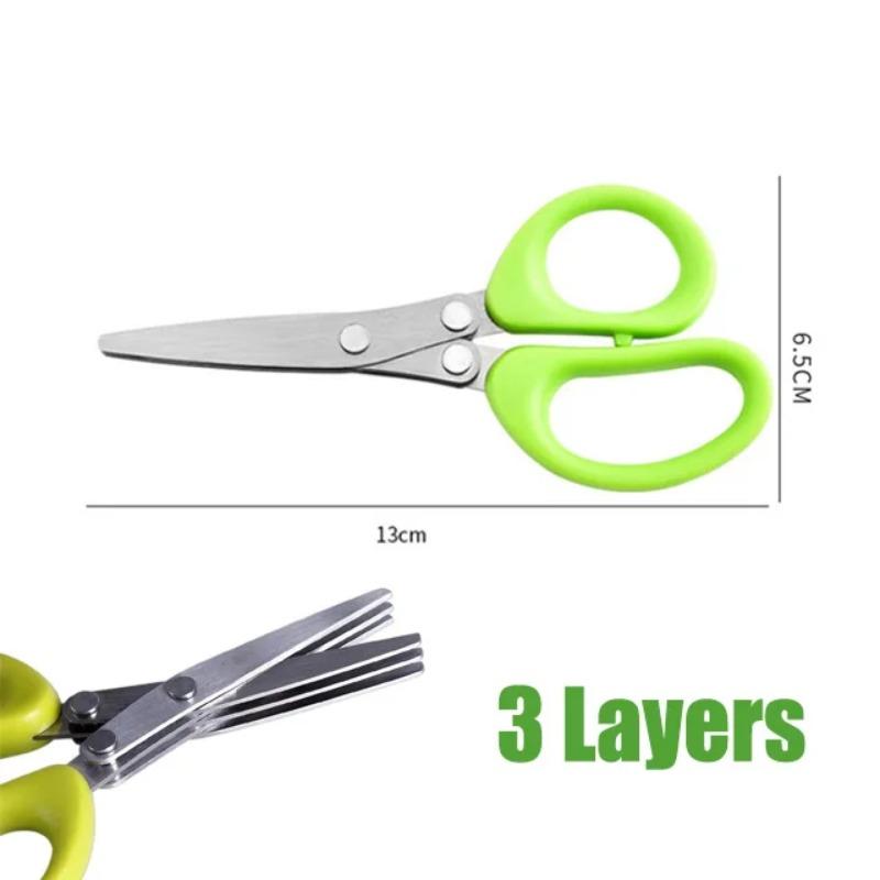

Multi-functional Stainless Steel 3/5 Layer Kitchen Scissors Pepper Shredded Chopped Scallion Cutter Laver Cut Cooking Tool 3 Layers зелений