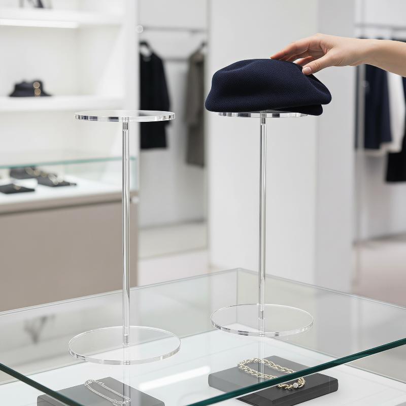 Cap Display Stand Acrylic Transparent Wig Display Rack Hat Riser Bracket For Watch Display Hat Jewelry Shop