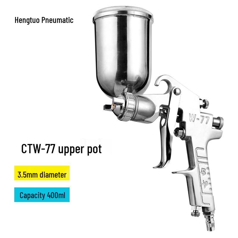 Jiyou W77 High Atomization Spray Gun for Car and Latex Paint, Large Caliber, Top and Bottom Cup Pneumatic Application