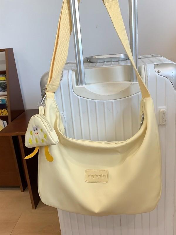 Nylon Single Shoulder Bag For Women With Zipper Closure And Phone Pocket For Casual Travel Use