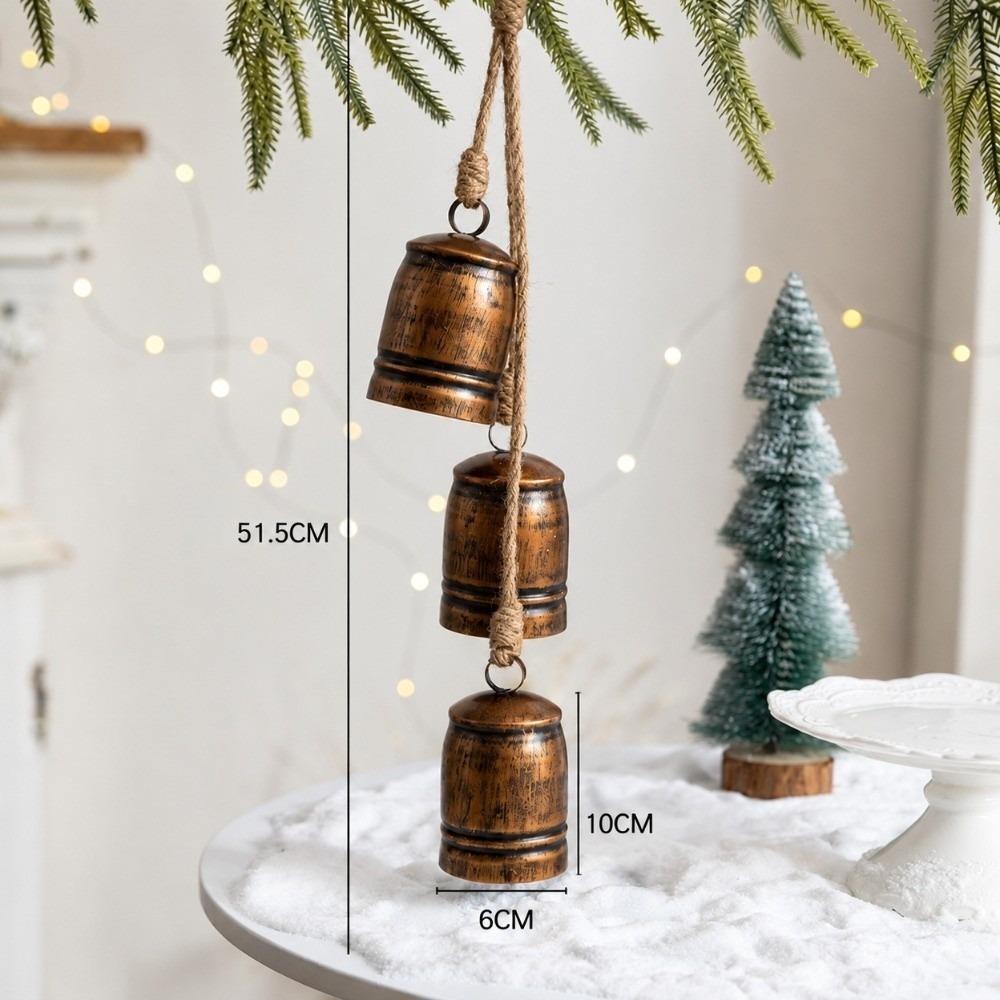 Jute Rope Metal Bell Pendant Iron Vintage Bell Charm New Xmas Bell Hanger Wreath Accessory