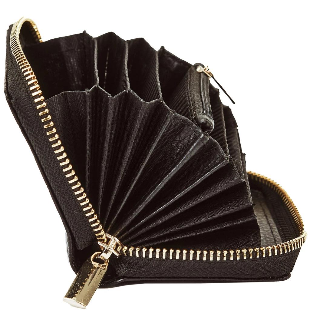 Wings Small Women' Genuine Leather Zippered Wallet Croco Black