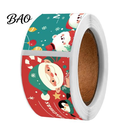Christmas Gift Sealing Stickers Stickers, Self-adhesive Decorative Labels, Coated Paper Sticker Rolls Roll for Envelope Seals And Boxes Handmade
