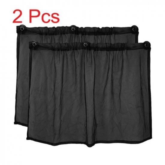 2 Pcs Black Car Foldable SunShade Side Window Nylon Mesh Curtain UV Protection