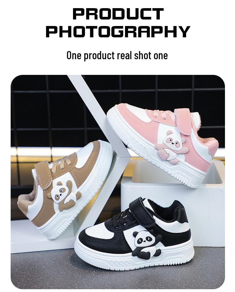 Children's Cartoon Fleece-Lined Skate Shoes: Warm, Cotton-Padded Casual Shoes for Toddlers & Young Kids.