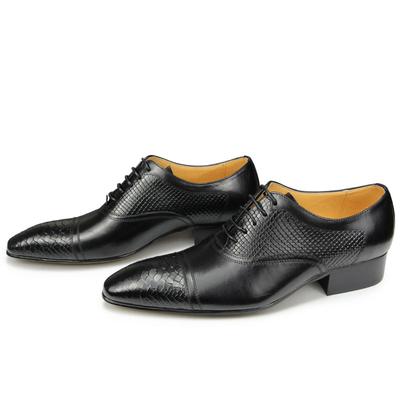 Fashion Mens' Wedding Dress Oxfords Shoes Genuine Leather Lace-up Latest Design Elegant Black Shoes Man Pointed Formal Leather Shoes Men