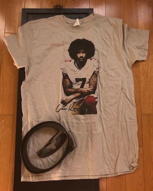 

Black History Month T-Shirt, civil rights activist football player, size L, tan XL