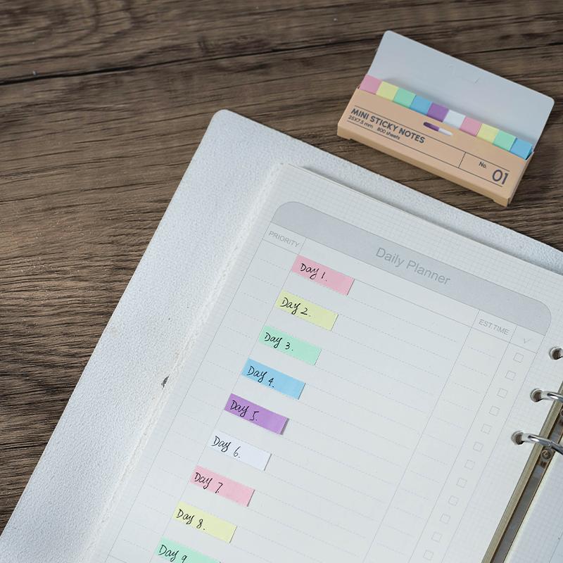 Mini Morandi Sticky Notes Set Fluorescent Index Stickers Memo Pad Self-Adhesive Label Stationery Office