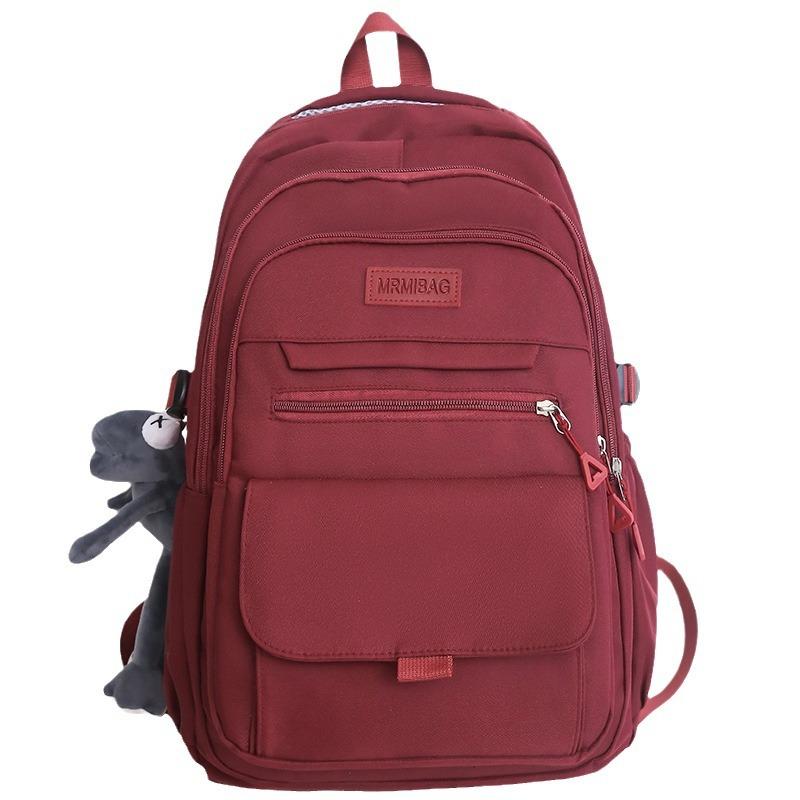 Primary School Girl College Student Burgundy Backpack Male Junior High School Student High School Student Backpack