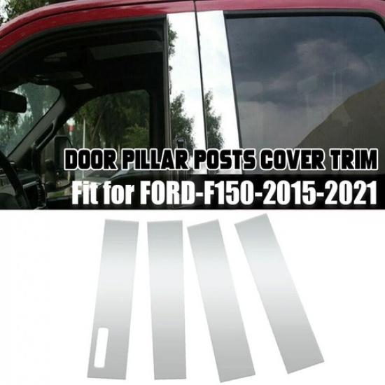 4* Car Door Trim B Pillar Posts Window Covers Chrome For Ford F150 F-150 2015-21