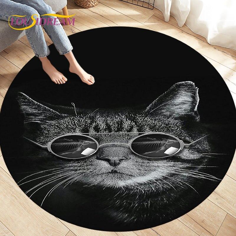3D Cartoon Cute Cat Area Rug,Round Carpet Rug for Living Room BedRoom Sofa Chair,Kids Play Crawl Soft Non-slip Floor Mat Gift