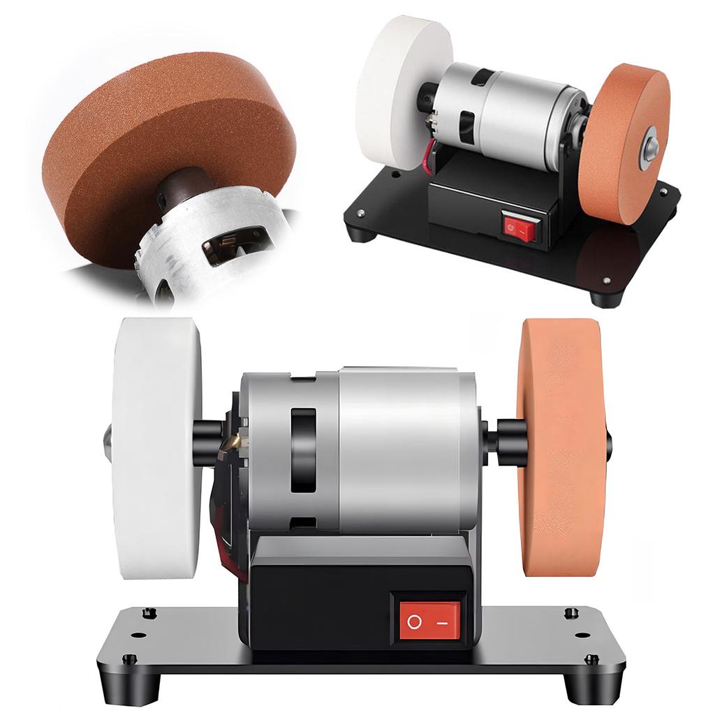 Electric Small Sander with 2 Wheels Electric Bench Grinder Sanding Machine 7 Adjustable Speed for Metal/Jewelry/Knives/Wood