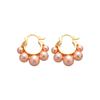 Elegant 24k Gold-Plated Geometric Earrings with Diamond-Studded Faux Pearls