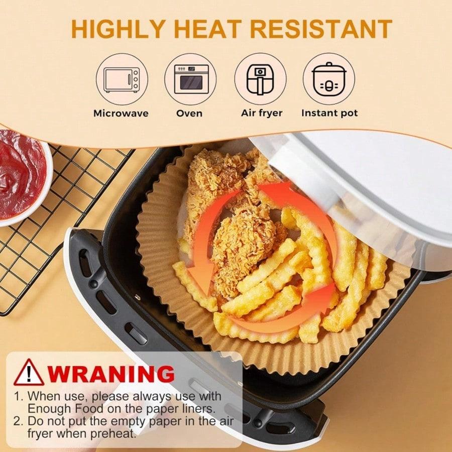 50 Pcs Anti-Stick Air Fryer Mats, Oil-Free & Dirt-Free Cooking Paper Liners for Air Fryer, Baking Trays,Pots,Kitchen Accessories