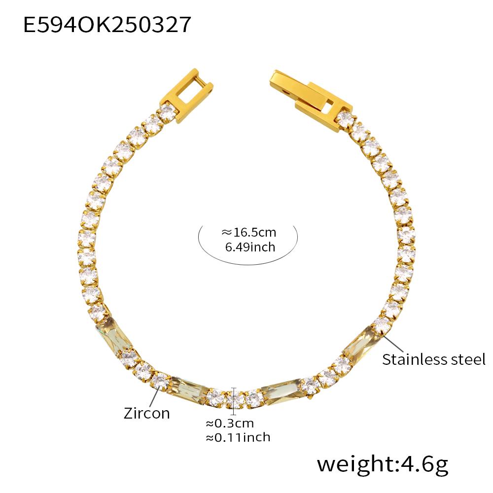 316 Stainless Steel Gold-Plated Luxury Bangle for Women Fashion Square Round Colorful Zirconia Bracelet Female Charms Zircon