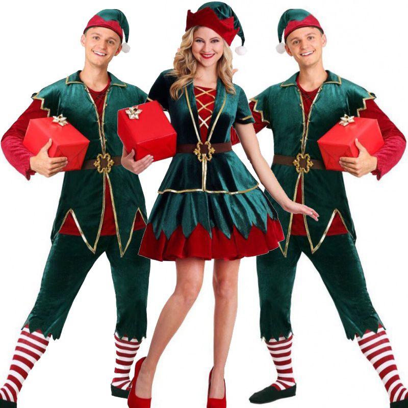 Elf Christmas Santas Helper Holiday Unisex Fancy Dress Halloween Costume Adult