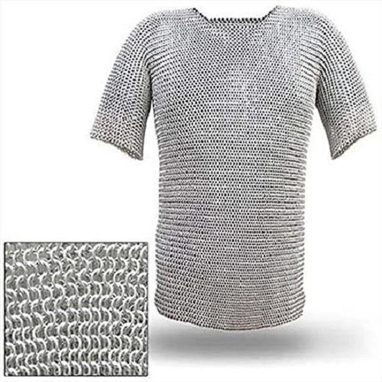 Haubergeon Norman Knight Medieval Coif Armor Set (Full Size Adult) Long Shirt With Half Sleeves | Costume Armour | Halloween & Cosplay Dress Accessory