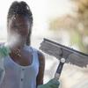 Manual Window Squeegee Cleaning Kit with Extension Pole Long Pole Stainless Steel Chenille Cloth Glass Wiper Scrubber