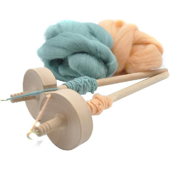 2Pcs Drop Spindle for Spinning Wool Yarn Spin Top Whorl Drop Spindle Hand Carved Wooden for Beginners