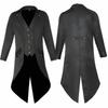 Men's Solid Color Long Fashion Punk Vintage Tuxedo Uniform Dress Coat