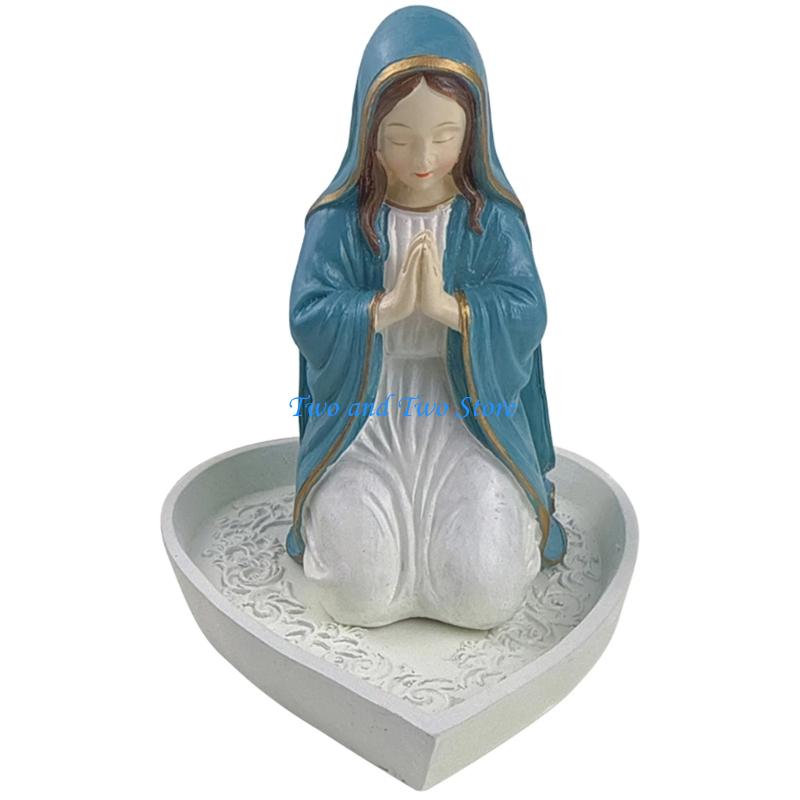 HX6F Resin Sculpture Religious Jewelry Holder for Catholic Prayer Decoration