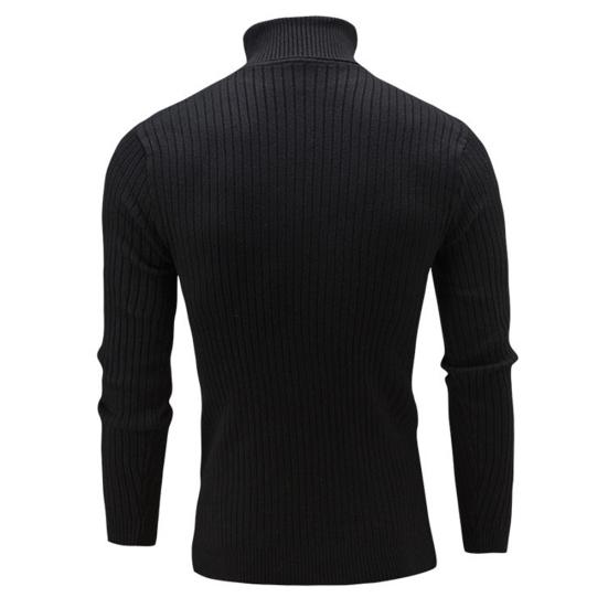 

Повседневный мужской осенний однотонный свитер с высоким воротником, рубчатой вязкой и узором «косы», нижняя рубашка XXL чёрный