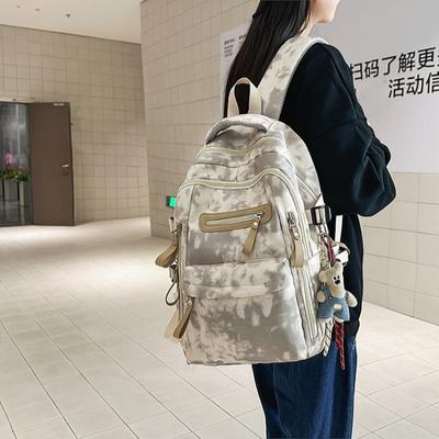 Nuovo zaino estivo di alto valore, stile American High Street, tie-dye, per studenti, grande capacità, versatile, borsa a tracolla doppia
