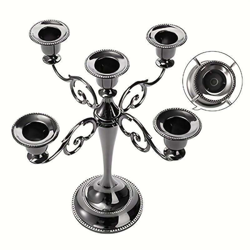 1pc Vintage Five-Headed Black Candlestick - Perfect For Weddings, Church, Halloween, Christmas, Formal Events