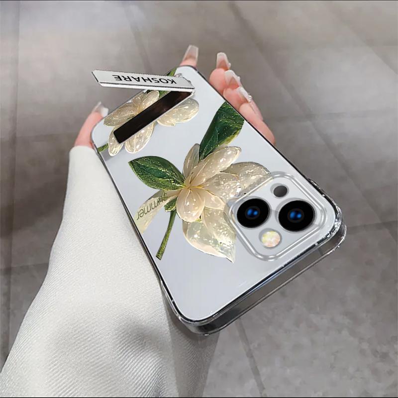 Crystal Flower Borderless Suitable for Apple 15 Mobile Phone Case 16e New Series Iphone13 Explosive Protective Case 14p