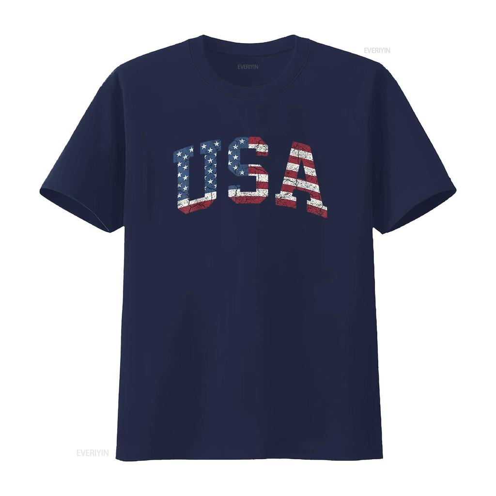 Usa T Shirt Women Patriotic American Flag Distressed Vintage Washed Stylish Slightly Comfortable Breathable Homme Casual