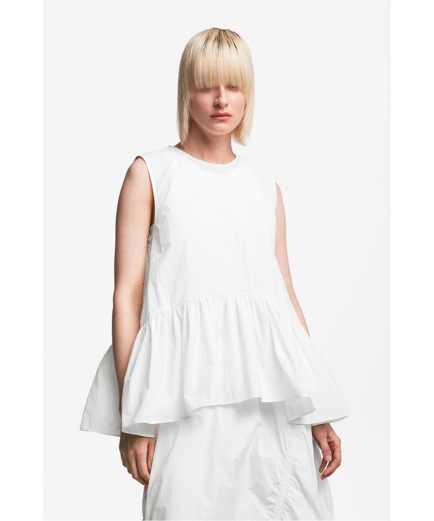 Jaa [Jaah] Sleeveless Peplum Blouse_White